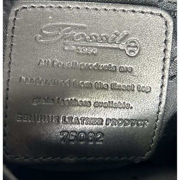 Fossil 1954 Pebbled Black Leather Crossbody Purse Shoulder Bag 75082 With Key 9" - Picture 6 of 9